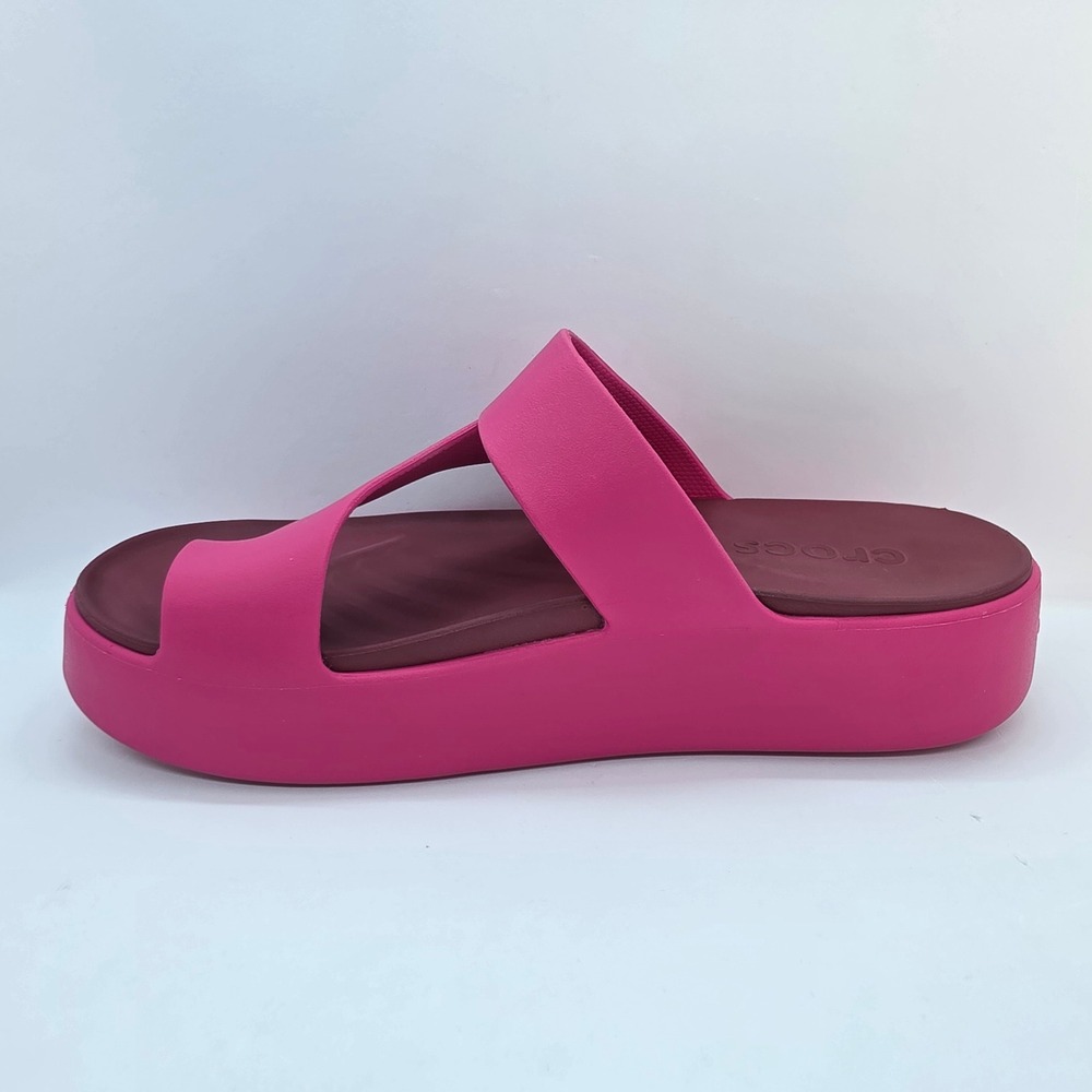 Crocs Getaway Platform Sandals Pink Burgundy Asymmetrical Straps 210834 Womens 8 - Picture 8 of 10